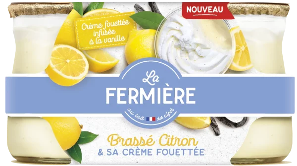 Yaourt brassé citron et sa crème fouettée infusée à la vanille